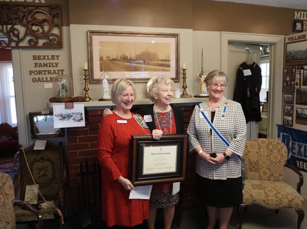 Jan Hepburn, Regent DAR Franklinton Chapter Edie Mae Herrel, Member Franklinton Chapter Kathy Dixon, State of Ohio DAR Regent